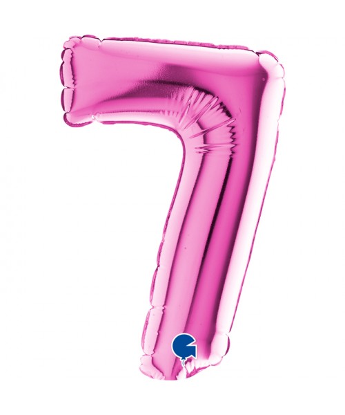PALLONE NUMERO MYLAR MINI 7 FUCSIA CM.18 - L'Officina delle