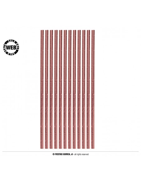 10 CANNUCCE IN CARTA ROSE GOLD 12PZ 20CM - L'Officina delle