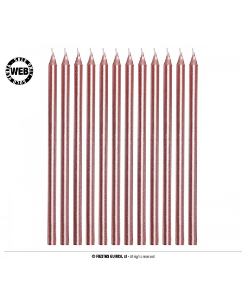 12 CANDELE STELO ROSE GOLD 13CM - L'Officina delle feste