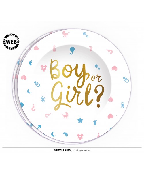 PIATTI CARTA BOY OR GIRL? STAMPA ORO 23CM - L'Officina delle
