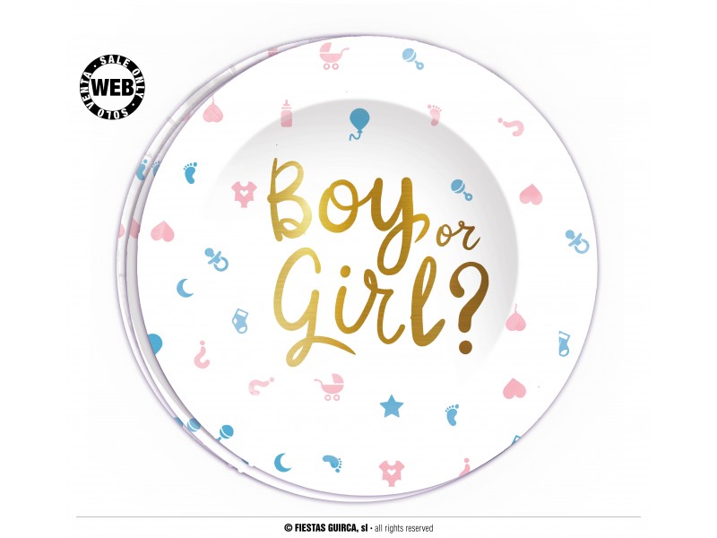 PIATTI CARTA BOY OR GIRL? STAMPA ORO 23CM - L'Officina delle