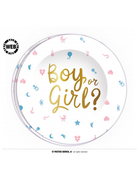PIATTI CARTA BOY OR GIRL? STAMPA ORO 23CM - L'Officina delle