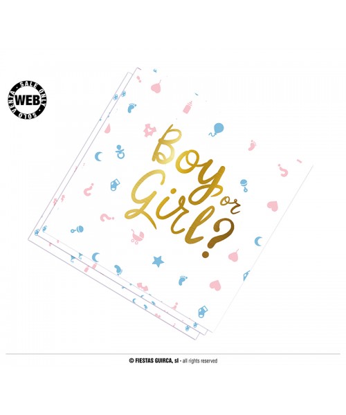 TOVAGLIOLI 33X33 CM BOY OR GIRL? STAMPA ORO 12PZ - L'Officina