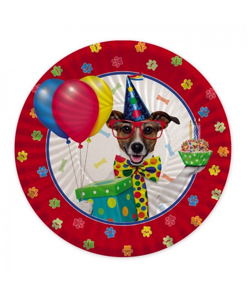 8 PIATTI CARTA 18CM CANI DOG PARTY - L'Officina delle feste