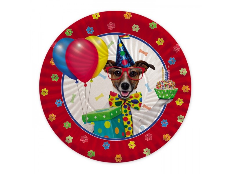 8 PIATTI CARTA 18CM CANI DOG PARTY - L'Officina delle feste