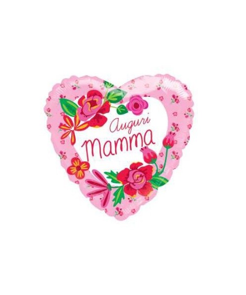 PALLONE MYLAR 18" CUORE AUGURI MAMMA - L'Officina delle feste