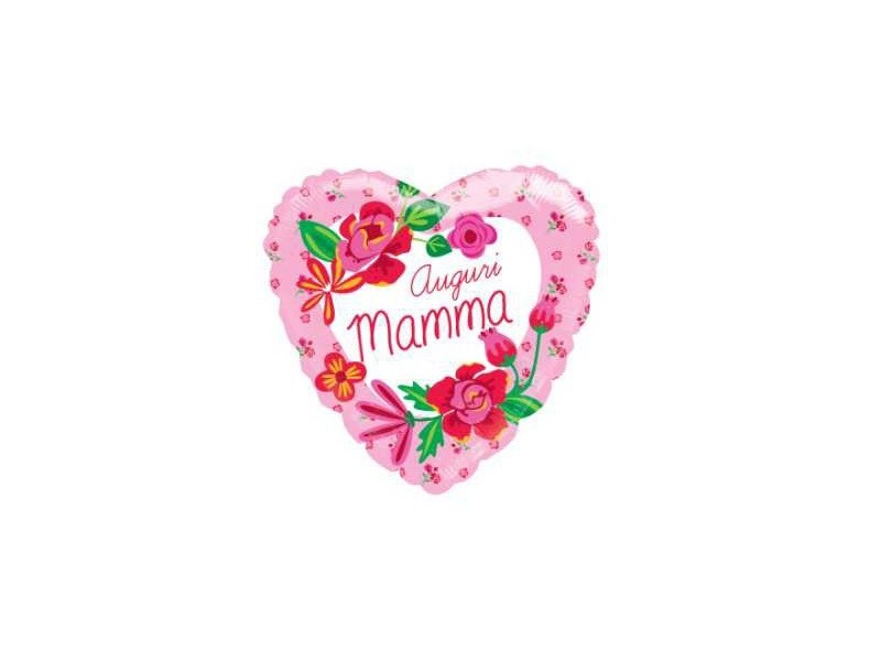 PALLONE MYLAR 18" CUORE AUGURI MAMMA - L'Officina delle feste