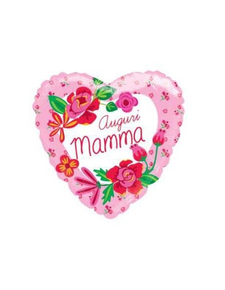 PALLONE MYLAR 18" CUORE AUGURI MAMMA - L'Officina delle feste