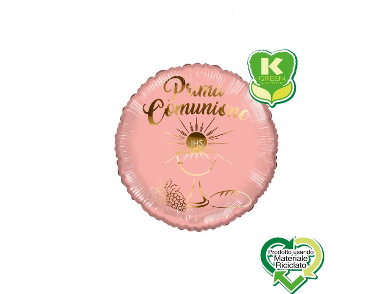 PALLONE MYLAR 18" PRIMA COMUNIONE ROSE GOLD E ORO 45CM -