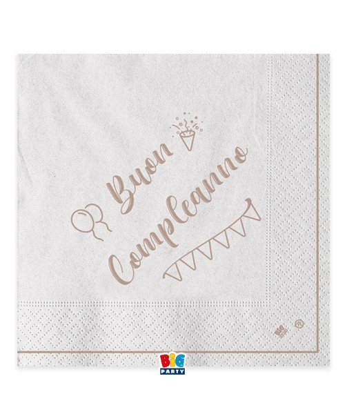 20 TOVAGLIOLI 33X33 BUON COMPLEANNO KRAFT - L'Officina delle