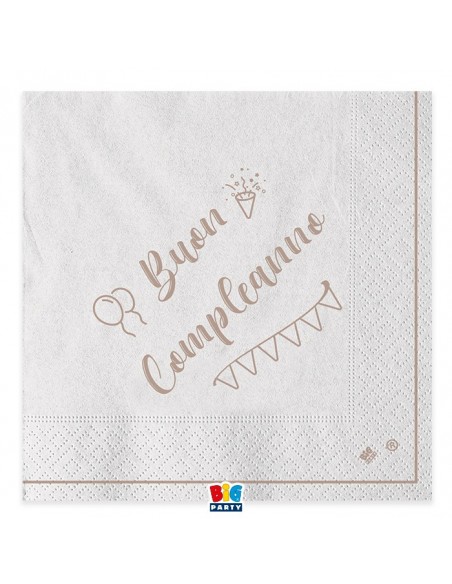 20 TOVAGLIOLI 33X33 BUON COMPLEANNO KRAFT - L'Officina delle