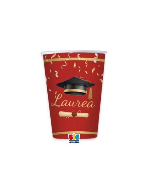 8 BICCHIERI CARTA 200CC LAUREA GLAMOUR - L'Officina delle feste