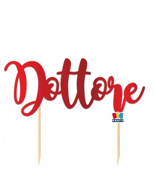 TOPPER CAKE DOTTORE 20X16 CARTA ROSSO METAL - L'Officina delle
