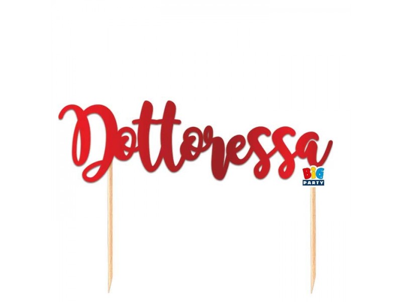 TOPPER CAKE DOTTORESSA 20X14CARTA ROSSO METAL - L'Officina