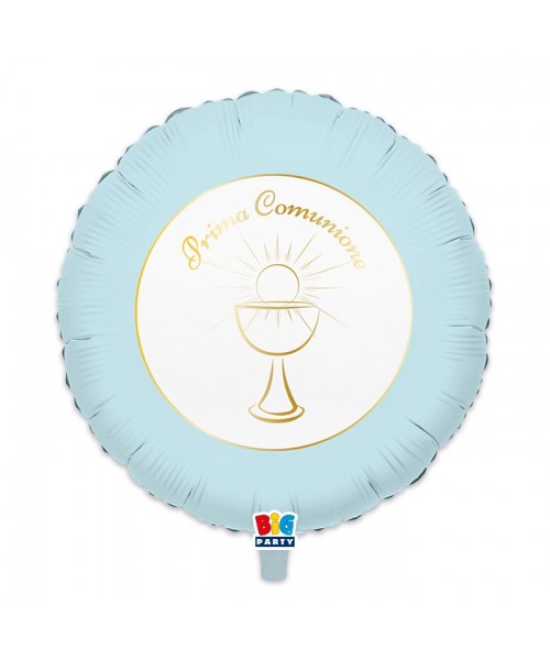 PALLONE MYLAR CM. 45 PRIMA COMUNIONE CELESTE - L'Officina delle