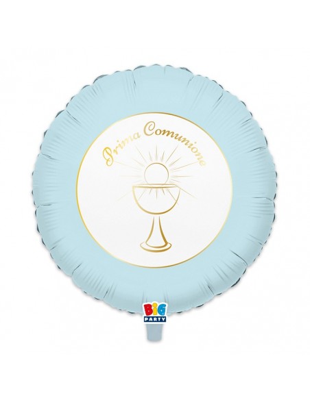 PALLONE MYLAR CM. 45 PRIMA COMUNIONE CELESTE - L'Officina delle