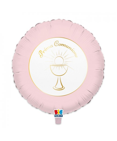 PALLONE MYLAR CM. 45 PRIMA COMUNIONE ROSA - L'Officina delle