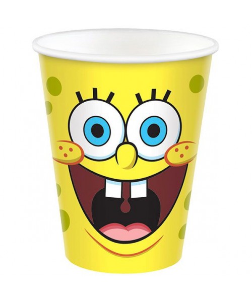 BICCHIERE CARTA SPONGEBOB 8PZ 250ML - L'Officina delle feste