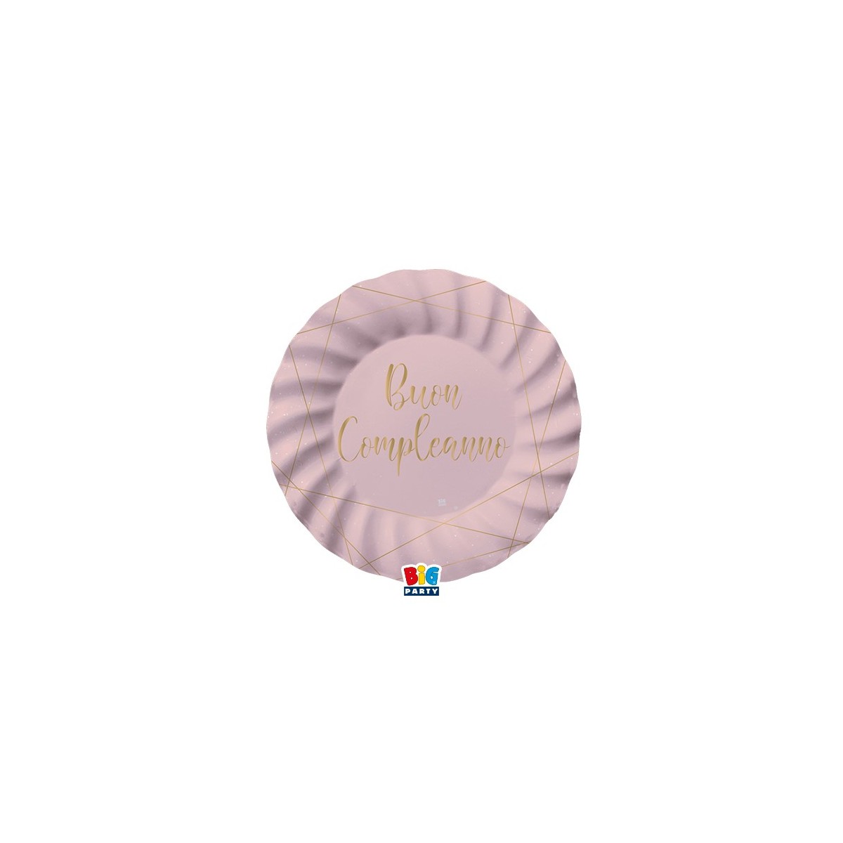 Piatto Festa Compleanno Happy Birthday Oro Rosa E Bianco, 22,5 Cm, Pacco Da 10 Piatti In Cartone