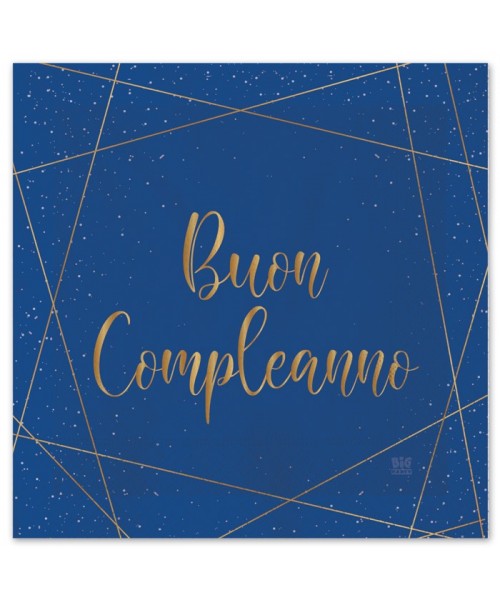 20 TOVAGLIOLI 33X33 BUON COMPLEANNO BLU E ORO - L'Officina