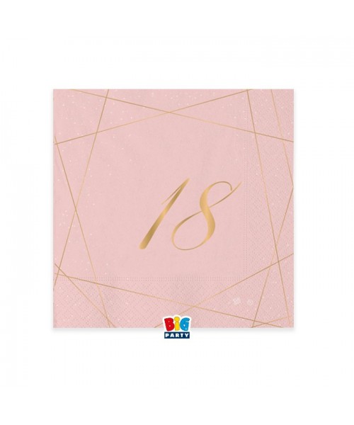 20 TOVAGLIOLI 25x25 18 ANNI ROSE E ORO - L'Officina delle feste
