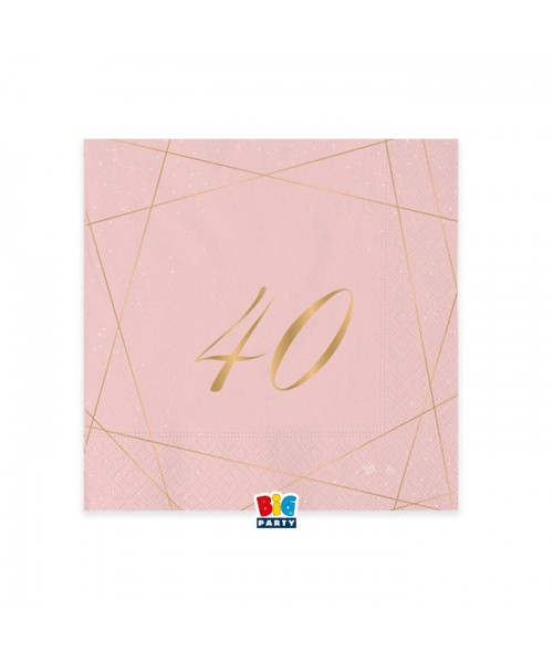 20 TOVAGLIOLI 25x25 40 ANNI ROSE E ORO - L'Officina delle feste