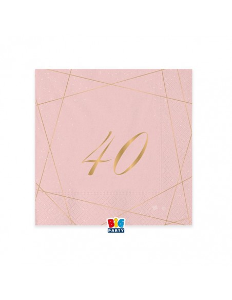 20 TOVAGLIOLI 25x25 40 ANNI ROSE E ORO - L'Officina delle feste