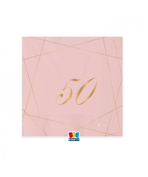 20 TOVAGLIOLI 25x25 50 ANNI ROSE E ORO - L'Officina delle feste