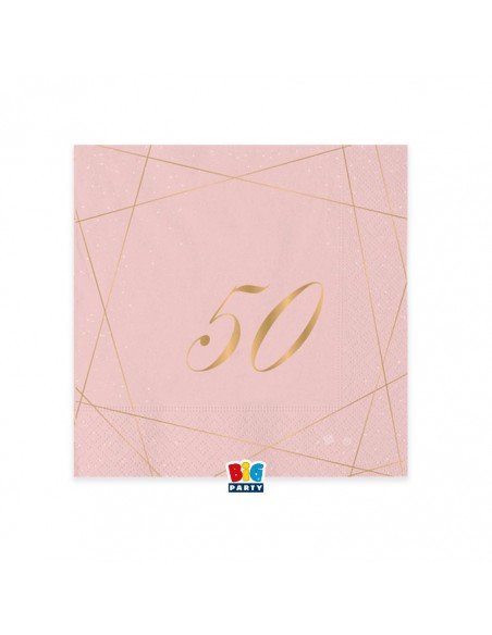 20 TOVAGLIOLI 25x25 50 ANNI ROSE E ORO - L'Officina delle feste