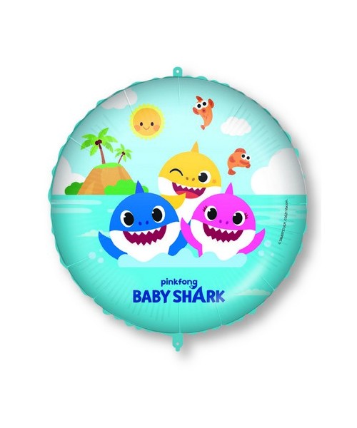 PALLONE MYLAR 18"/45CM BABY SHARK CON FILO E PESETTO -