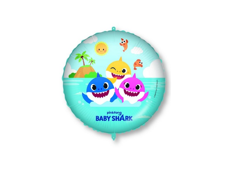 PALLONE MYLAR 18"/45CM BABY SHARK CON FILO E PESETTO -