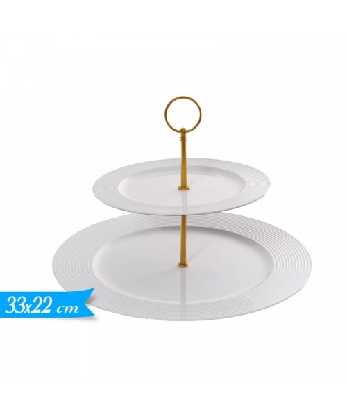 ALZATINA PLASTICA BIANCA 2 PIANI DIAM. 22/33CM 25H CM -
