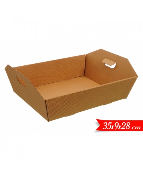 CESTA KRAFT IN CARTONE MILLERIGHE CON MANIGLIE CM 35X28X9H -