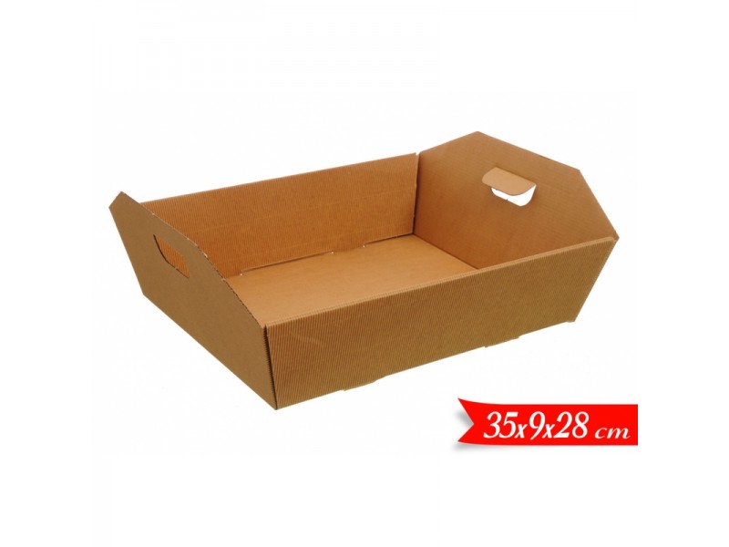 CESTA KRAFT IN CARTONE MILLERIGHE CON MANIGLIE CM 35X28X9H -