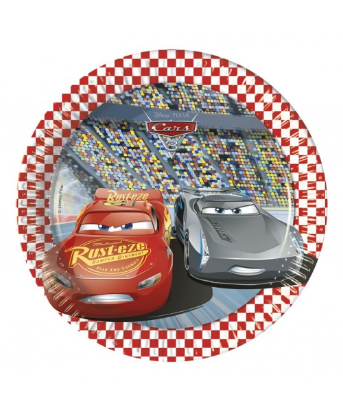 PIATTO CARTA 20 CM 8 PZ CARS 3 - L'Officina delle feste