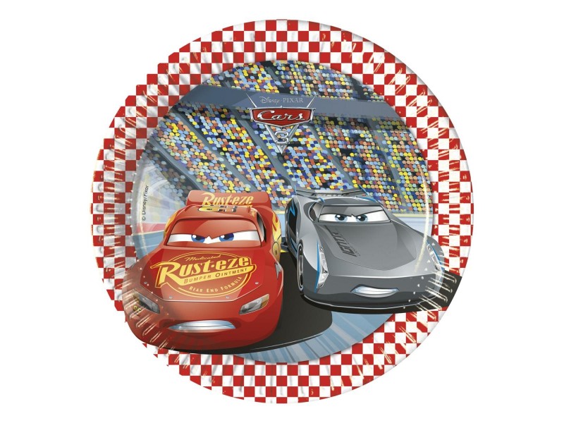 PIATTO CARTA 20 CM 8 PZ CARS 3 - L'Officina delle feste