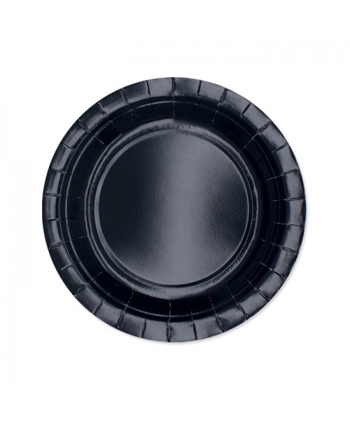 25 PIATTI CARTA 18 CM ECOLOR NERO PLASTIC FREE - L'Officina