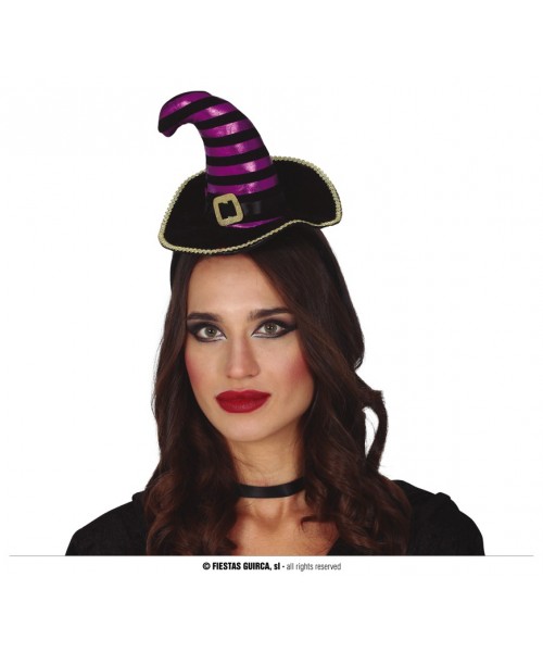 FRONTINO CAPPELLINO STREGA NERO E VIOLA - L'Officina delle feste