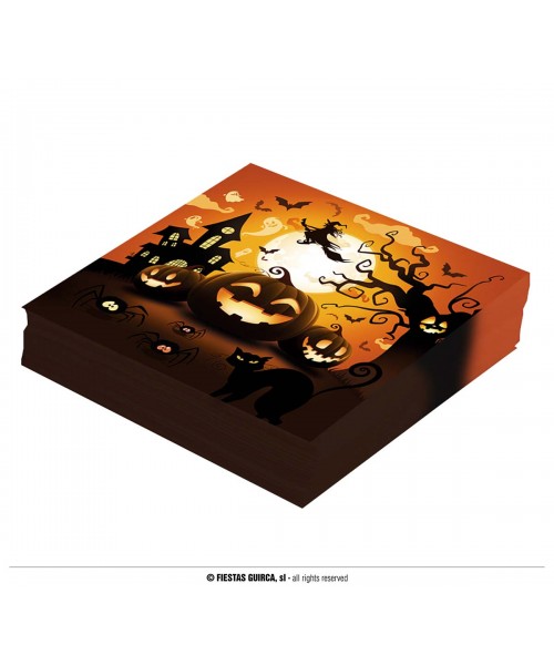 20 TOVAGLIOLI 33X33 ZUCCA HALLOWEEN - L'Officina delle feste