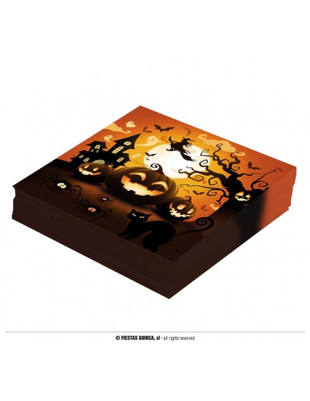 20 TOVAGLIOLI 33X33 ZUCCA HALLOWEEN - L'Officina delle feste
