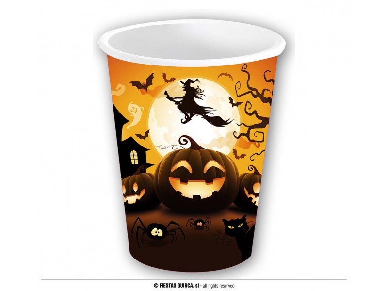 6 BICCHIERI CARTA ZUCCA HALLOWEEN 240ML - L'Officina delle feste