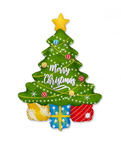 PALLONE MYLAR 43" ALBERO DI NATALE MERRY CHRISTMAS 109X69CM -