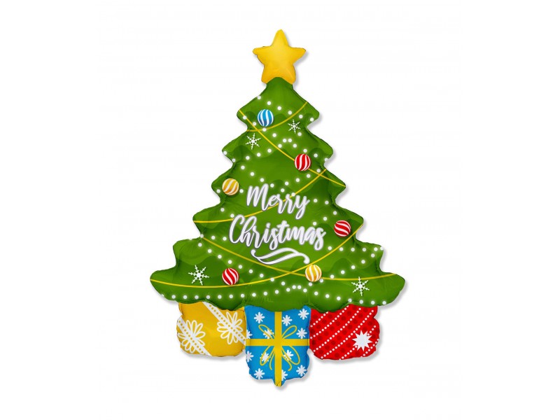 PALLONE MYLAR 43" ALBERO DI NATALE MERRY CHRISTMAS 109X69CM -