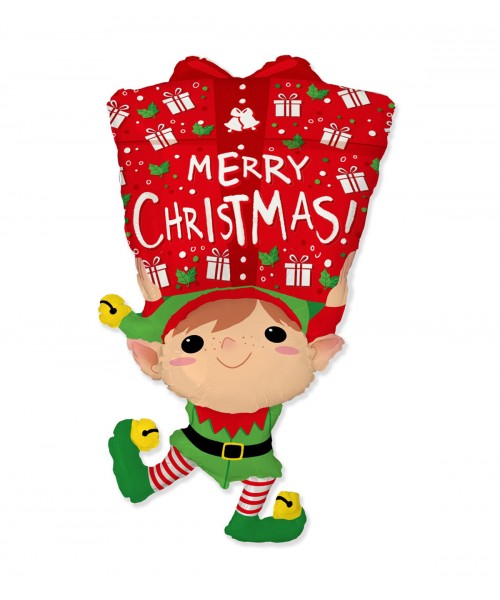 PALLONE MYLAR ELFO MERRY CHRISTMAS 39" 107X58CM - L'Officina