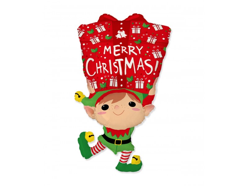 PALLONE MYLAR ELFO MERRY CHRISTMAS 39" 107X58CM - L'Officina