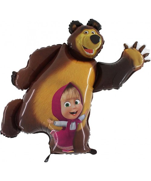 PALLONE MYLAR MASHA E ORSO SAGOMA ORSO 90CM - L'Officina delle