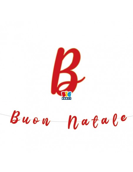 FESTONE SCRITTA BUON NATALE METAL ROSSO 300X15CM - L'Officina