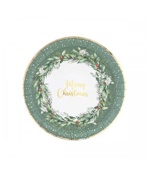8 PIATTI CARTA FONDI CM 24 CHRISTMAS GARLAND BIODEGRADABILI -