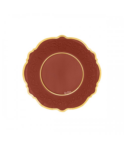 8 PIATTI LIBERTY CM.21 ROSSO BORDEAUX BORDO ORO BIODEGRADABILI