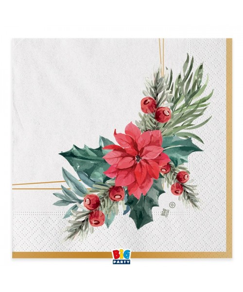 20 TOVAGLIOLI 33X33 POINSETTIA PLASTI FREE - L'Officina delle